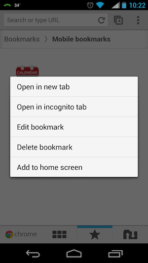 add android bookmark to home screen